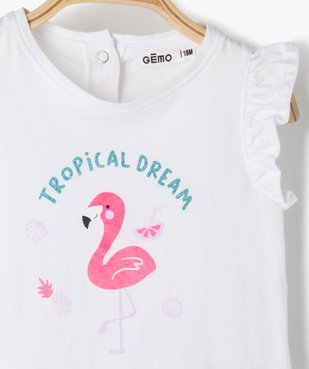 Tee-shirt bébé fille motif tropical à manches volantées vue2 - GEMO(BEBE DEBT) - GEMO