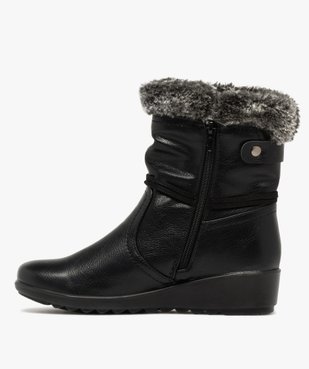 Boots femme fourrées confort à talon compensé et col duveteux vue3 - G'FLEX - GEMO
