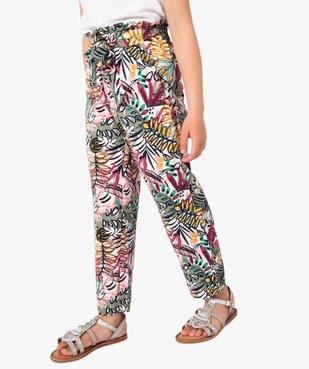 Pantalon fille imprimé avec taille élastiquée et ceinture à nouer vue1 - GEMO (ENFANT) - GEMO