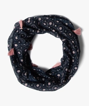 Foulard fille forme snood à motifs fleuris et pompons vue1 - GEMO C4G FILLE - GEMO