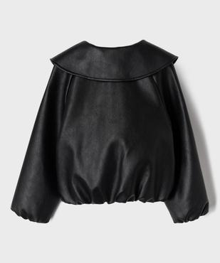 Veste courte à col Claudine en cuir imitation fille vue3 - GEMO (ENFANT) - GEMO