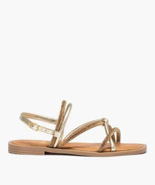 Sandales femme à talon plat dessus strass vue1 - GEMO (CASUAL) - GEMO
