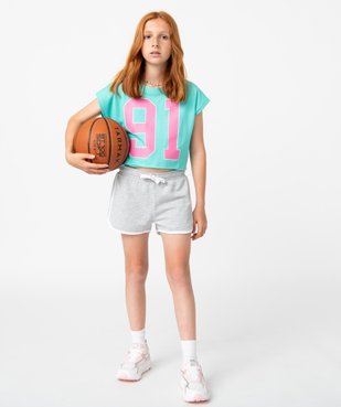 Short fille en maille look sportswear à taille élastiquée vue1 - GEMO (JUNIOR) - GEMO