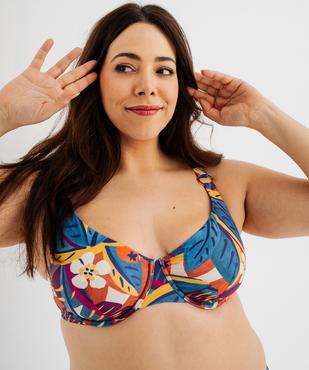 Haut de maillot de bain emboîtant à armatures imprimé femme grande taille vue2 - GEMO (PLAGE) - GEMO