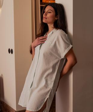 Chemise de nuit en seersucker à petits carreaux femme vue4 - GEMO(HOMWR FEM) - GEMO