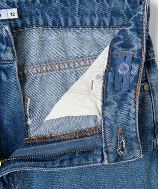 Jean fille regular à taille haute et détails foncés vue2 - GEMO (JUNIOR) - GEMO