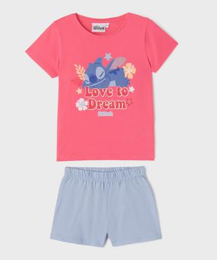 Pyjashort bicolore avec motif Stitch fille - Disney vue1 - LILO & STITCH - GEMO