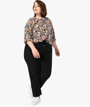 Pantalon femme uni large et fluide à taille élastiquée vue5 - GEMO (G TAILLE) - GEMO
