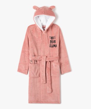 Robe de chambre fille en maille peluche avec capuche vue1 - GEMO (JUNIOR) - GEMO