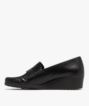 Mocassins femme à talon compensé en cuir et avec boucle fantaisie  vue3 - G'FLEX GEMO FOR GOOD - GEMO