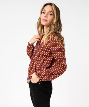 Blouse imprimée à manches longues et double col V femme vue1 - GEMO 4G FEMME - GEMO