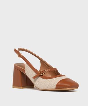 Escarpins slingbacks à talon large, bout carré et brides femme vue2 - FOLLOW ME - GEMO