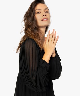 Robe femme en voile avec manches plissées transparentes vue2 - GEMO(FEMME PAP) - GEMO