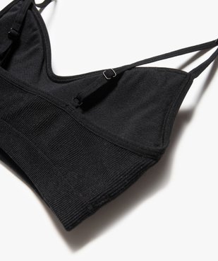 Brassière à fines bretelles en maille côtelée avec mousses amovibles fille vue2 - GEMO (JUNIOR) - GEMO