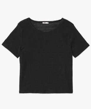 Tee-shirt à manches courtes en maille ajourée esprit crochet femme vue4 - GEMO(FEMME PAP) - GEMO