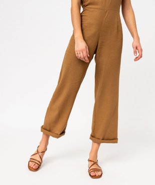 Sandales femme à talon plat et brides à liseré doré vue1 - GEMO (CASUAL) - GEMO