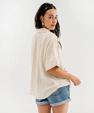 Chemise manches courtes en double gaze brodée femme vue5 - GEMO(FEMME PAP) - GEMO