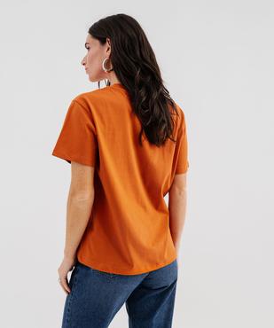 Tee-shirt manches courtes col rond uni en coton femme vue3 - GEMO 4G FEMME - GEMO