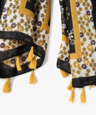 Foulard femme à motifs fleuris et finitions pompons vue2 - GEMO (ACCESS) - GEMO