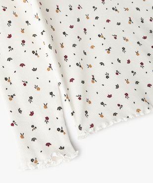 Tee-shirt fille en maille côtelée à motifs fleuris vue4 - GEMO C4G FILLE - GEMO