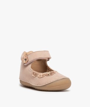 Chaussures de parc bébé fille babies en cuir retourné vue2 - GEMO(BEBE DEBT) - GEMO