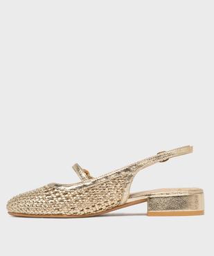 Escarpins slingback à talon plat et tige ajourée femme vue3 - FOLLOW ME - GEMO