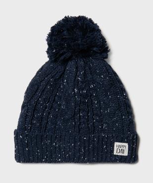 Bonnet à pompon en maille chinée bébé garçon vue1 - GEMO(BEBE DEBT) - GEMO