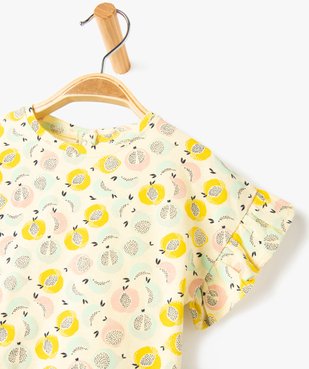 Tee-shirt bébé fille imprimé à manches courtes volantées vue3 - GEMO(BEBE DEBT) - GEMO