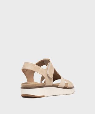 Sandales confort à talon compensé et scratch femme - G'flex vue4 - G'FLEX - GEMO