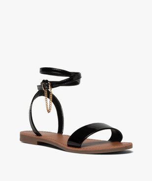 Sandales femme vernies à talon plat et bride cheville Only vue2 - ONLY - GEMO