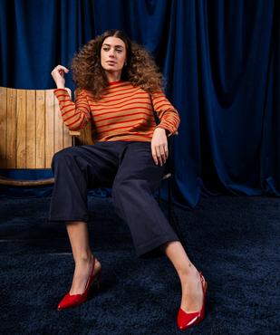 Pantalon barrel en coton stretch à taille élastiquée femme vue4 - GEMO(FEMME PAP) - GEMO