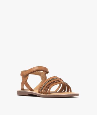 Sandales en cuir multibrides à perles fille  – Tanéo vue2 - TANEO GEMO FOR GOOD - GEMO