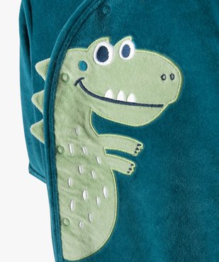 Pyjama bébé en velours imprimé dinosaure à fermeture ventrale vue2 - GEMO(BB COUCHE) - GEMO