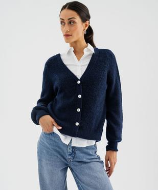 Gilet en maille douillette à dos fantaisie femme vue4 - GEMO 4G FEMME - GEMO