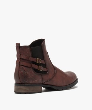 Boots femme à talon plat dessus uni à brides décoratives vue4 - GEMO (CASUAL) - GEMO