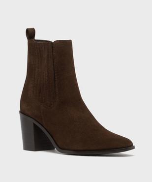 Boots à talon dessus cuir suédé femme - Tanéo vue2 - TANEO - GEMO