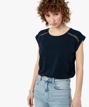 Tee-shirt femme pailleté avec manches ultra courtes vue2 - GEMO(FEMME PAP) - GEMO