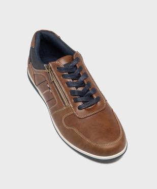 Baskets basses surpiquées à lacets, zip et fine semelle homme - Urban Steps vue6 - URBAN STEPS - GEMO