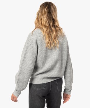 Pull femme en maille ajourée sur l’avant vue3 - GEMO C4G FEMME - GEMO