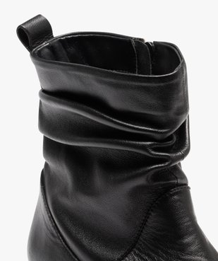 Boots femme dessus en cuir uni plissé vue6 - GEMO (CASUAL) - GEMO