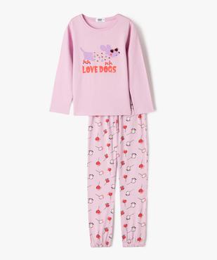 Pyjama « Love dogs » avec motifs coeurs fille vue1 - GEMO 4G FILLE - GEMO
