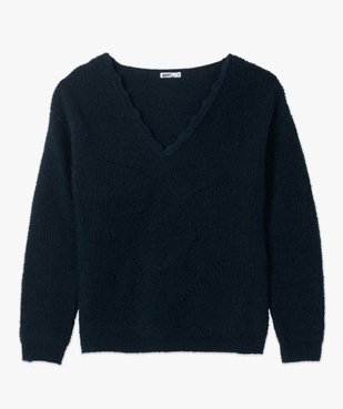 Pull femme avec col V en dentelle vue4 - GEMO C4G FEMME - GEMO