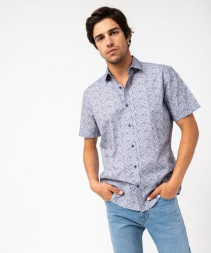 Chemise manches courtes coupe droite en coton imprimé fleurs homme vue1 - GEMO (HOMME) - GEMO