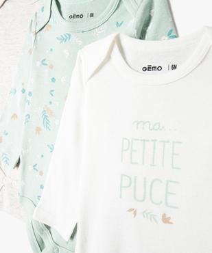 Bodies bébé à manches longues et col américain thème fleurs (lot de 3) vue2 - GEMO 4G BEBE - GEMO