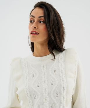 Pull à torsades et volants femme vue2 - GEMO(FEMME PAP) - GEMO