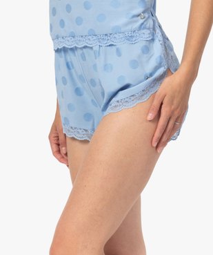 Bas de pyjama femme coupe short à pois et dentelle - LuluCastagnette vue1 - LULUCASTAGNETTE - GEMO