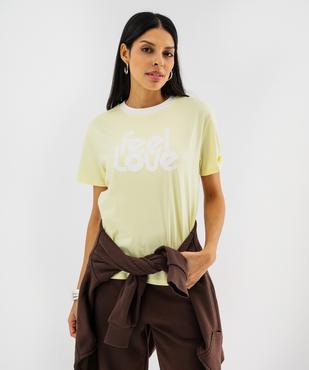 Tee-shirt manches courtes avec inscription coupe oversize femme vue1 - GEMO 4G FEMME - GEMO