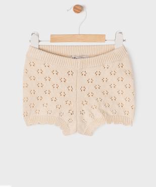 Short en maille ajourée en coton biologique bébé fille vue2 - GEMO 4G BEBE - GEMO