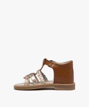Sandales bébé fille en cuir talon fermé et brides métallisées vue3 - GEMO(BEBE DEBT) - GEMO
