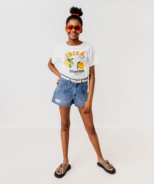 Tee-shirt manches courtes avec motif estival fille vue8 - GEMO 4G FILLE - GEMO